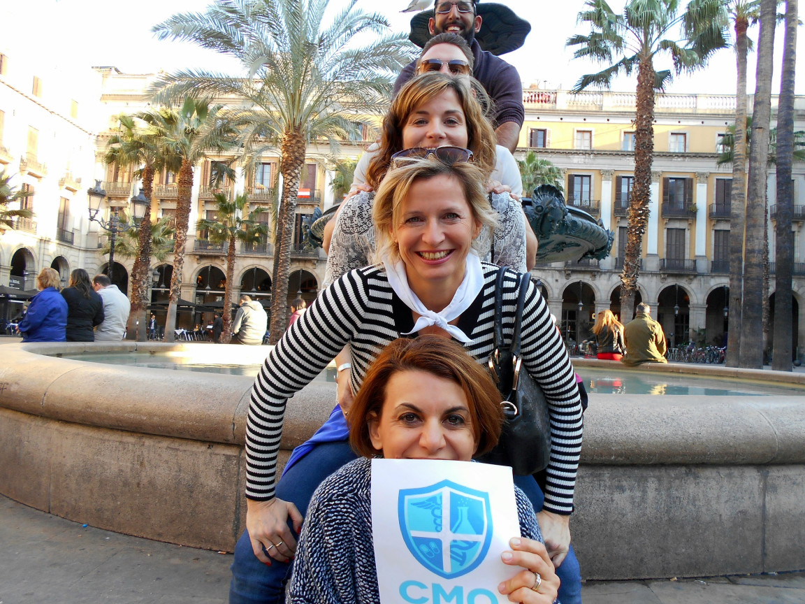 team pose during a treasure hunt.