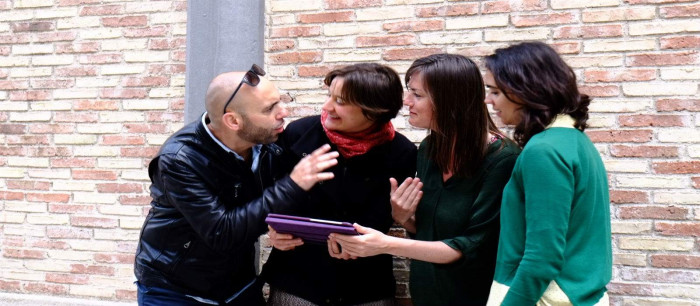 Outdoor escape game being played in Barcelona.